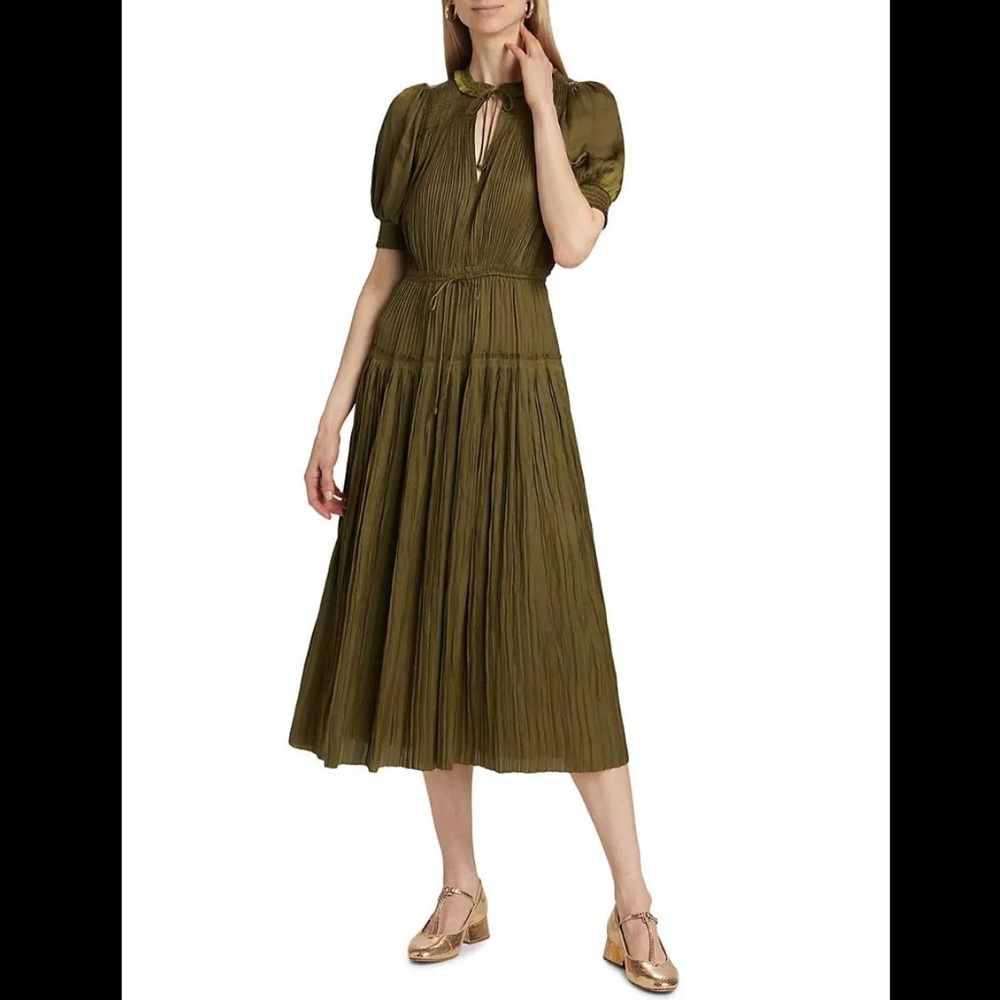 ULLA JOHNSON astrid dress in olive Sz 6